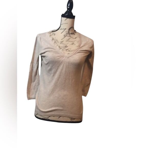 LOFT Tops - Ann Taylor loft beige long sleeve pullover V-neck